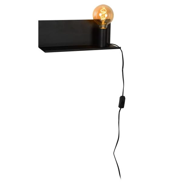 Lucide SEBO - Bedside lamp / Wall light - 1xE27 - Black - detail 2